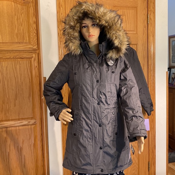 Madden Green hooded Parka -removable faux fur & loads of pockets.    Small.  NWT - Picture 7 of 14